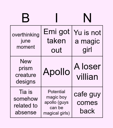 LET'S GOOOO PRISM ENJOYERS Bingo Card