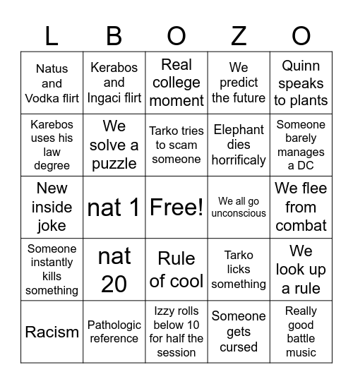 Strenght of Thousands Bingo Card