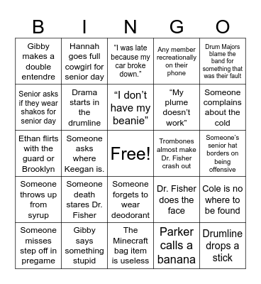 Parker’s GA Bingo Card