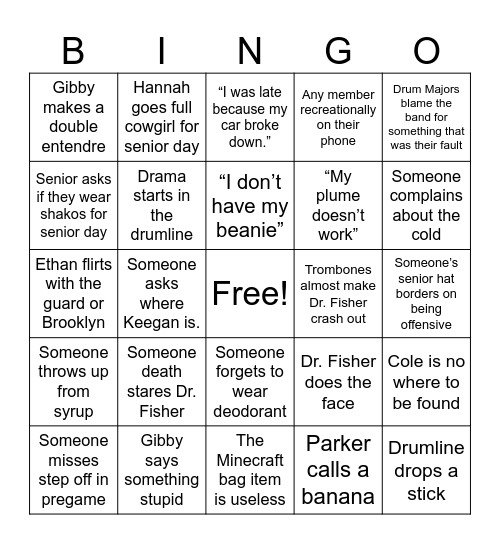 Parker’s GA Bingo Card