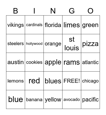 random Bingo Card