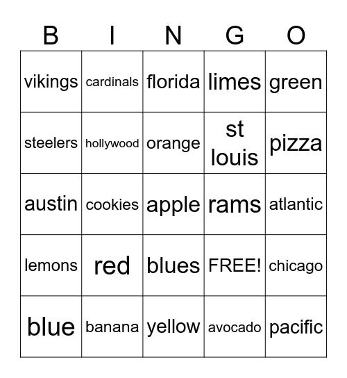 random Bingo Card