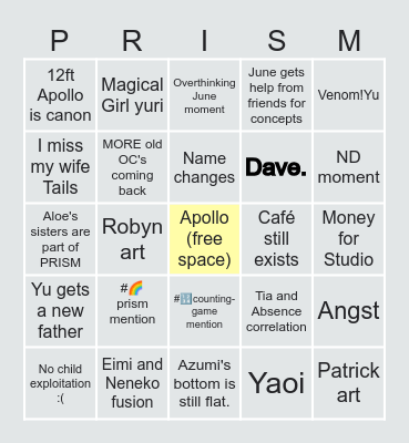 Ramifying's PRISM Bingo Card