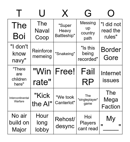 Tuxgo Bingo Card