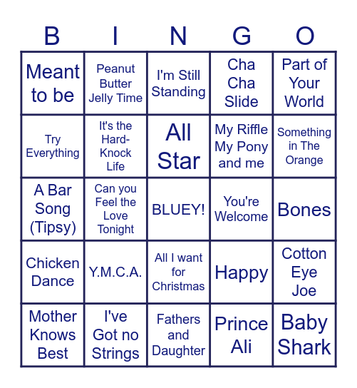 Music Bingo Card