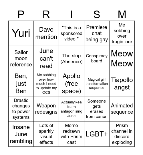 Underworld Prism Bingo Card