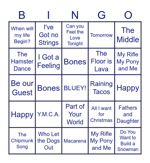 Music Bingo Card