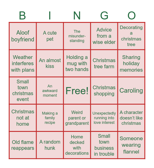 Hallmark Movie Bingo Card