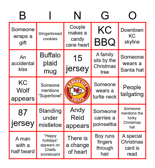 Holiday Touchdown BINGO Card