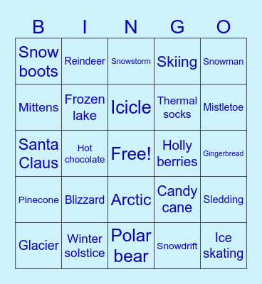 Winter Themed bingaur Bingo Card