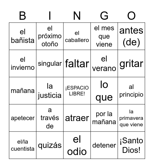 UNA HIJA SINGULAR Bingo Card