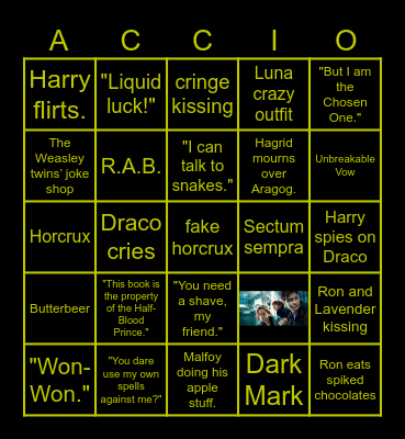 Harry Potter Marathon Watch Along Bingo Card