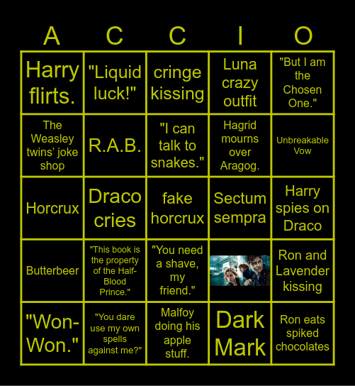 Harry Potter Marathon Watch Along Bingo Card