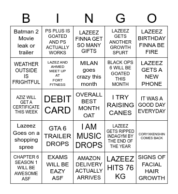 DECEMBER 2024 BINGO LIST Bingo Card