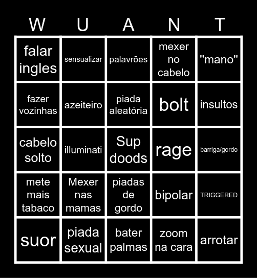 BINGO DO WUANT Bingo Card