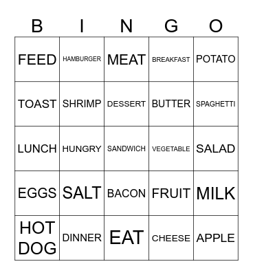 FOOD Bingo Card