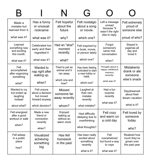 HAVE YOU EVER? Bingo Card