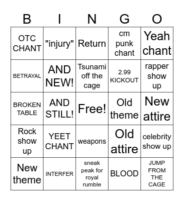 BIG THREE BINGO CARD Bingo Card