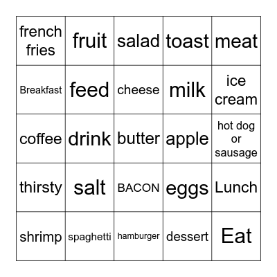 FOOD Bingo Card