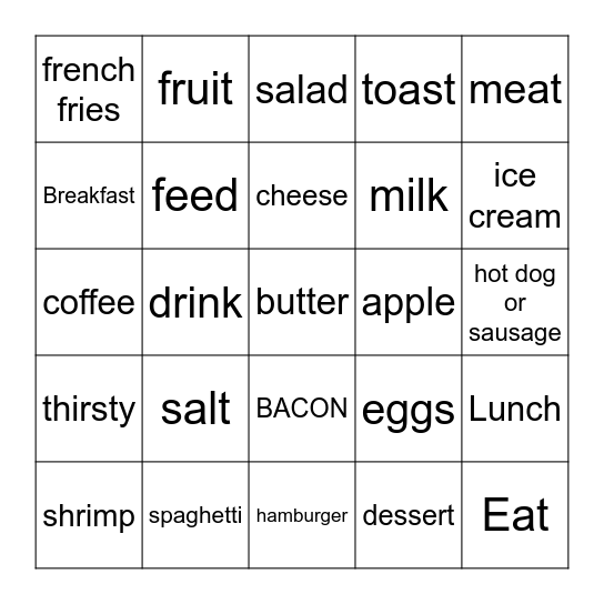 FOOD Bingo Card