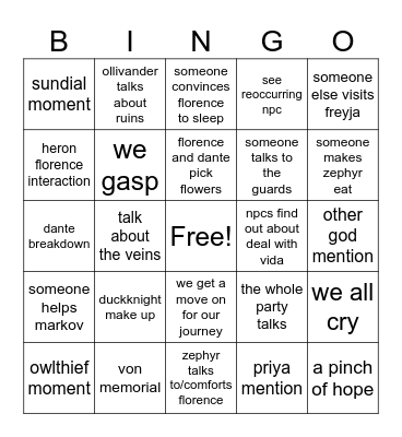 session... 18... Bingo Card