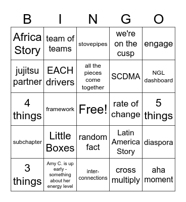 EXEC TEAM Bingo!! :) Bingo Card