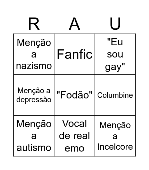 conversa com o rauk Bingo Card