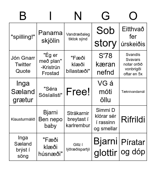 x24 Bingo Card