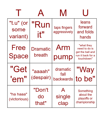 Dad's Football Rivalry Bingo Card