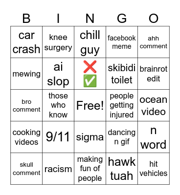 instagram reels bingo Card
