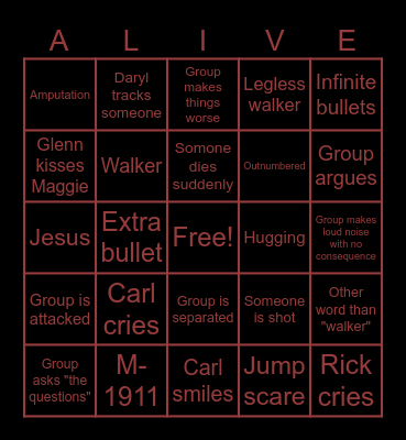 The Walking Dead Bingo Card