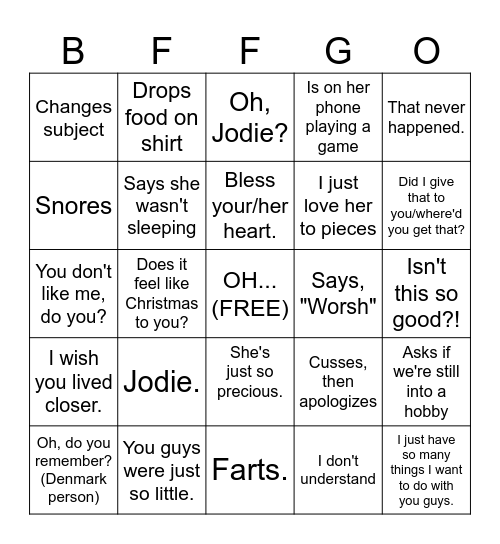 BFFGO Bingo Card