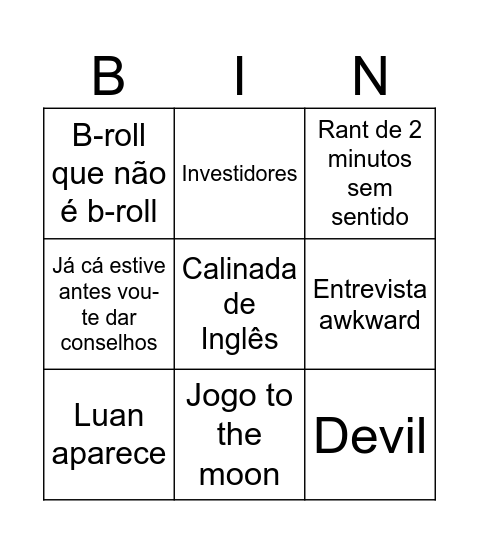 hehe Bingo Card