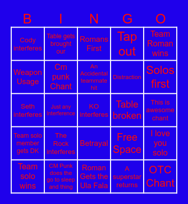 Bloodline War Games Bingo Card