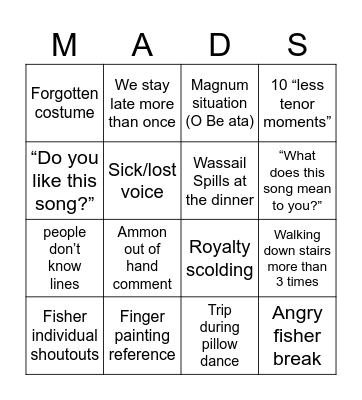 Mads Tech Week Bingo Card