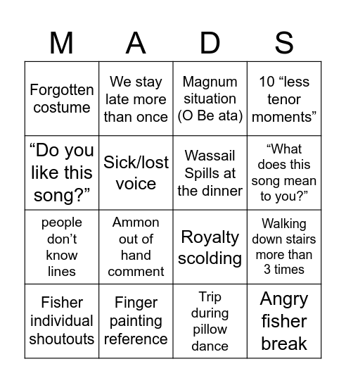 Mads Tech Week Bingo Card