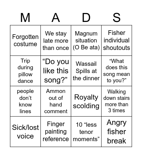 Mads tech week Bingo Card