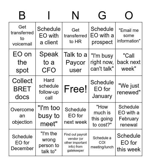 BLITZ BINGO Card