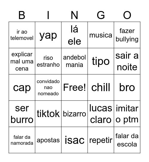 quase a dormir Bingo Card
