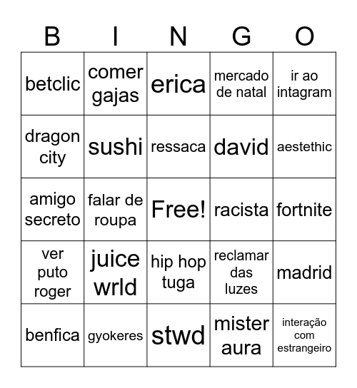 luzes Bingo Card