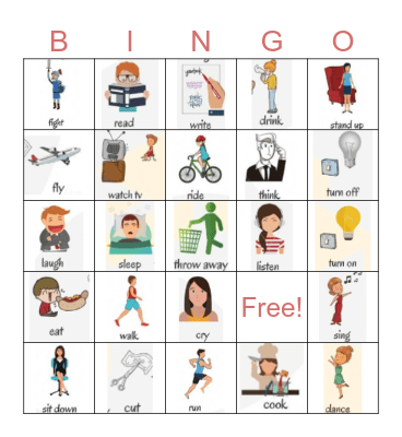 Action verbs Bingo Card
