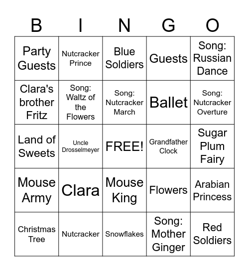 Nutcracker Bingo!! Bingo Card