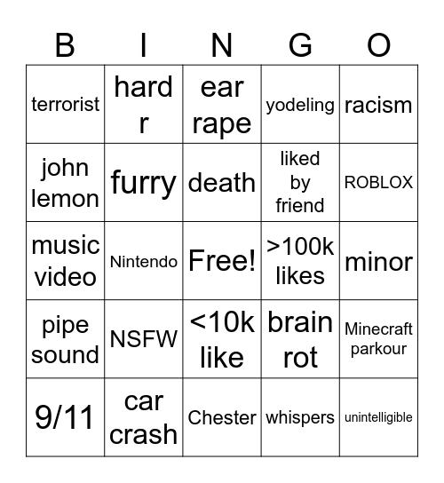 Instagram bingo Card