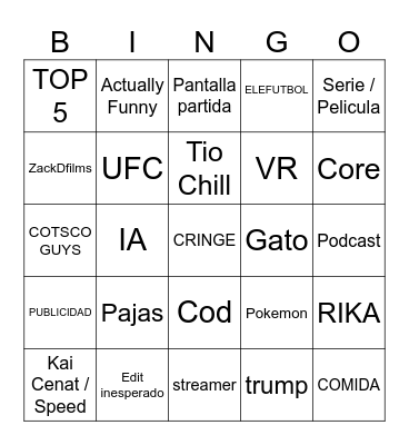Tiktok Bingo Card