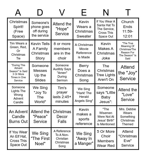 Month of Advent Bingo (Good Until Dec 24) Bingo Card