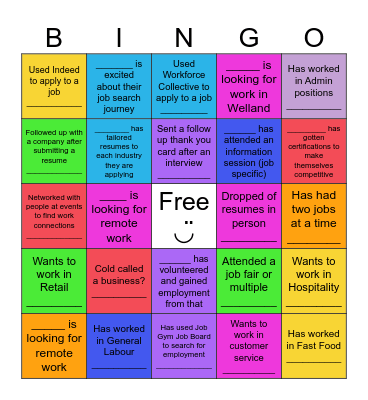 ◡̈   JOB SEARCH BINGO  ◡̈ Bingo Card