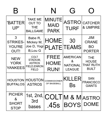 MAJOR LEAGUE BASEBALL BINGO Card