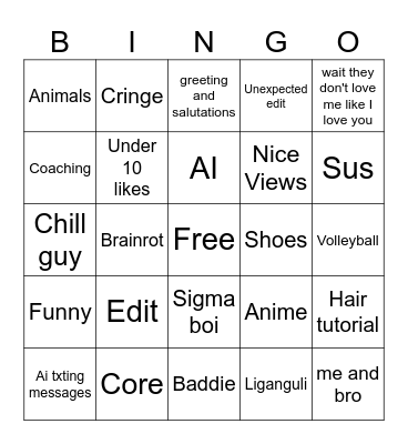 Reels Bingo Card