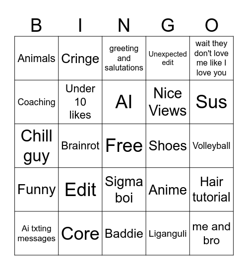 Reels Bingo Card
