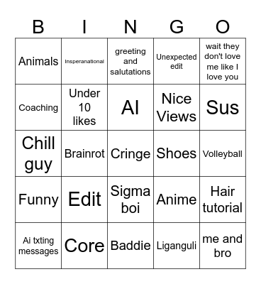 Reels Bingo Card